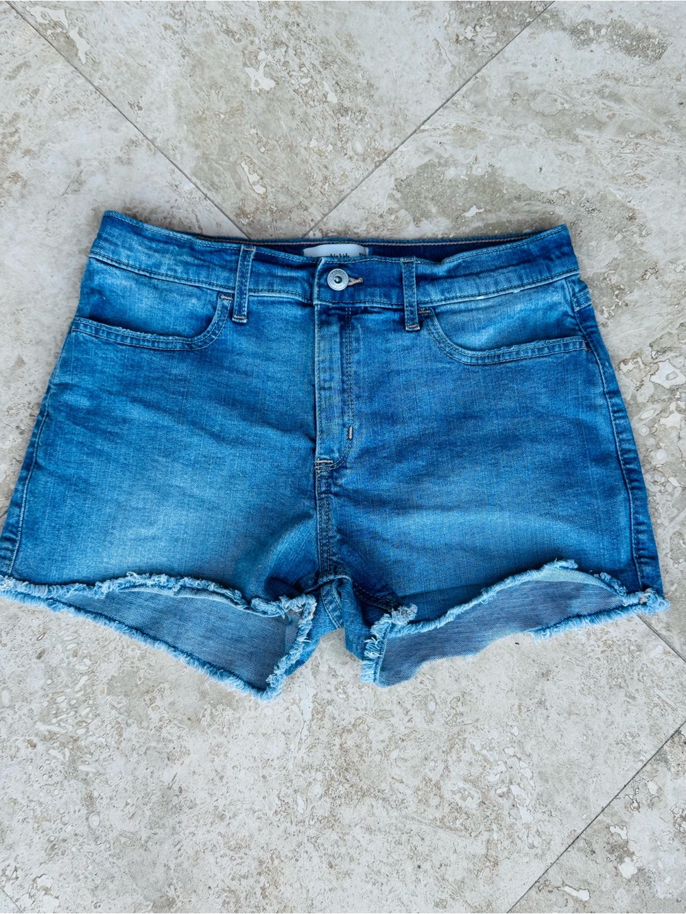 Abercrombie and Fitch Kids Blue Denim Cutoff Shorts - Classic Frayed Hem